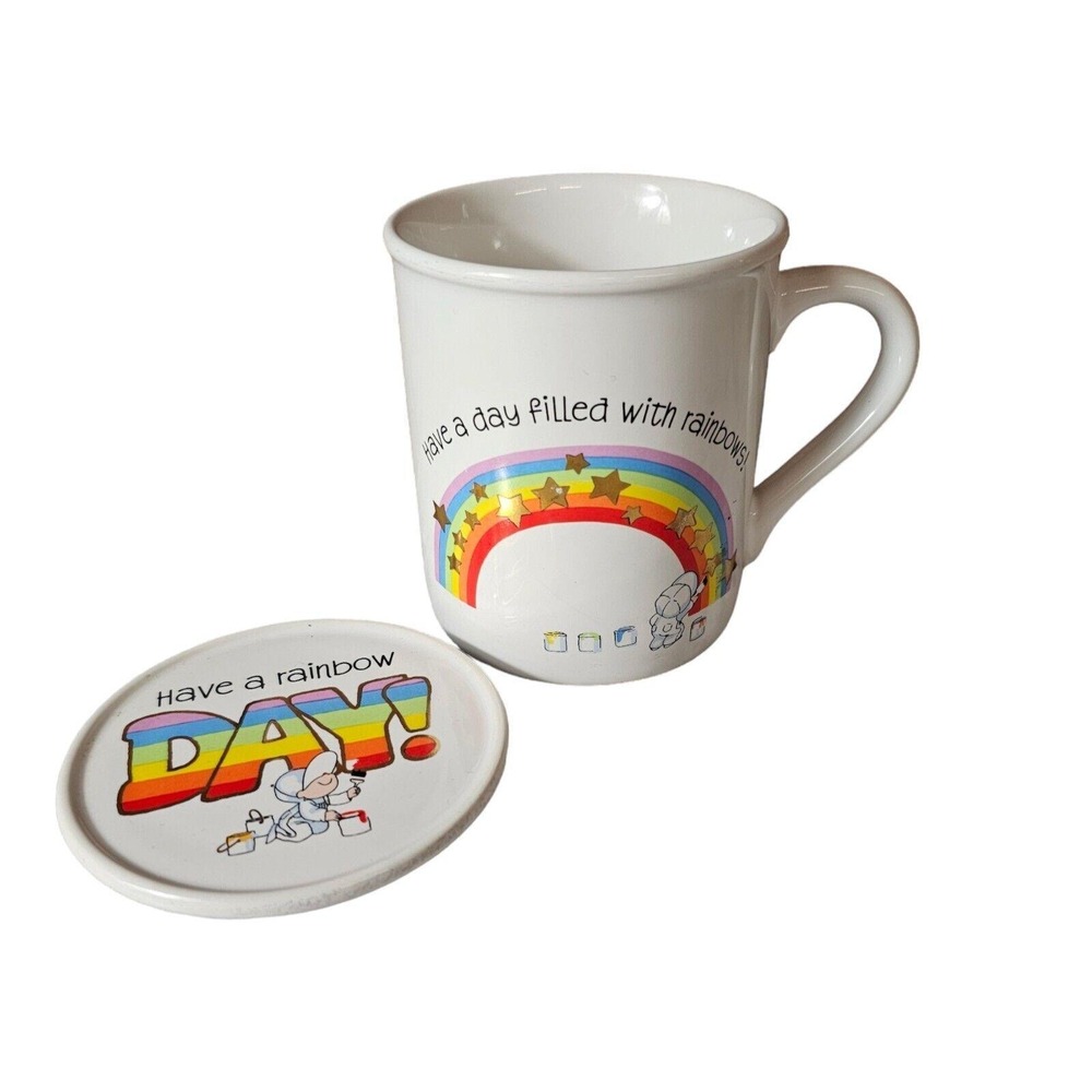 Vintage Rainbow MUG MATES Lidded Coffee‎ Mug Have A Rainbow Day PRIDE